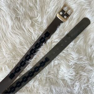 Lucky Brand 90s/Y2K Brown & Black Suede Leather Chunky Belt
